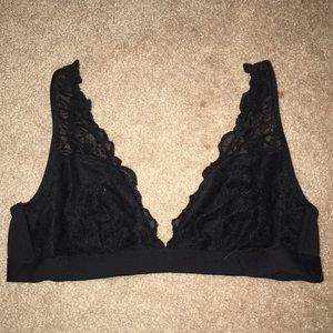 PINK Black Lace Plunge Bralette